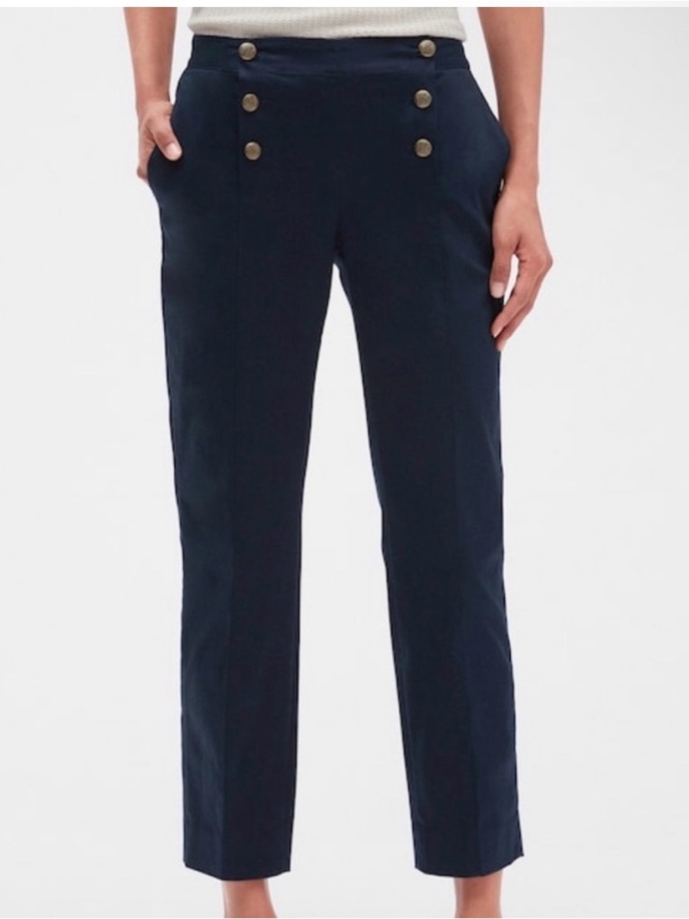 Banana Republic - Avery Pant Sailor Nautical Button Crop Pants - Women’s SIZE 2P